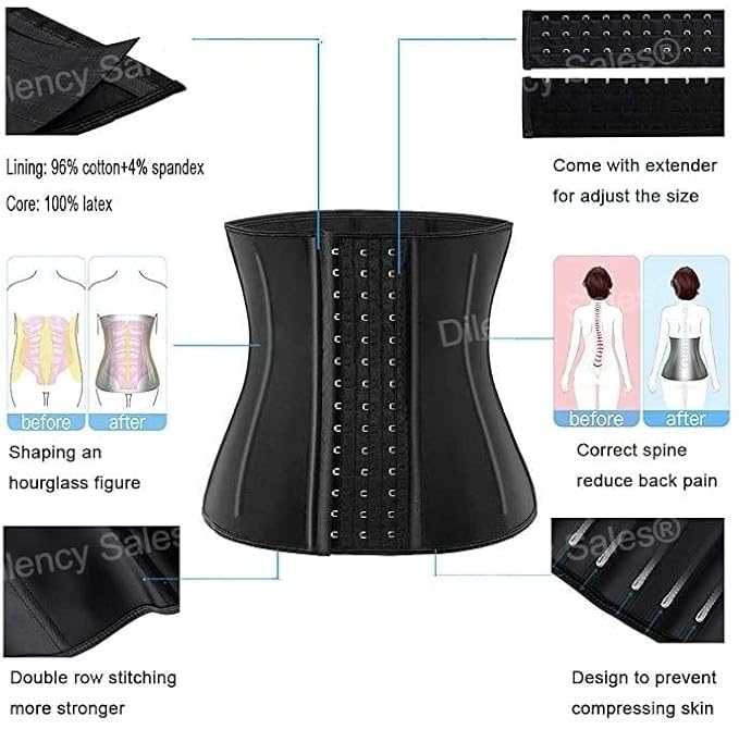 BLUSIVA Black Waist Trainer Slim Belt – Tummy & Thigh Shaper for Women and Girls