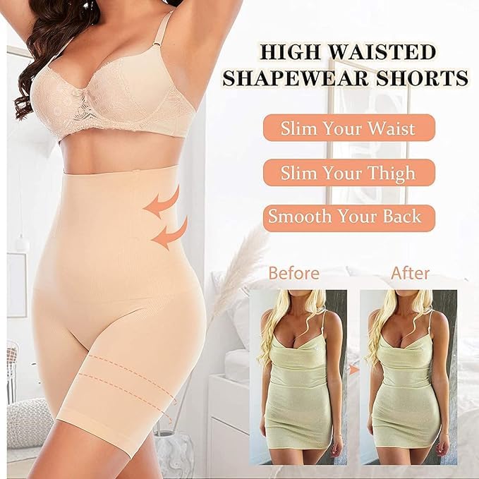 Blusiva Women’s High Waist Beige Tummy Control Shapewear Shorts Feel confident, sleek, and unstoppable in timeless black—anytime, anywhere!