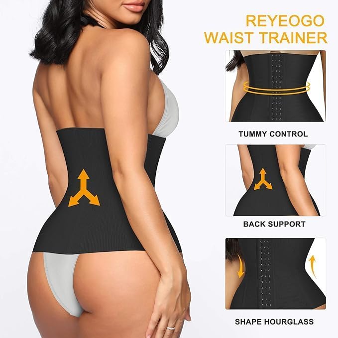 BLUSIVA Black Waist Trainer Slim Belt – Tummy & Thigh Shaper for Women and Girls