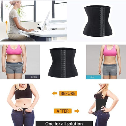 Blusiva Women’s 2-in-1 Combo (Black) – High Waist Tummy Control Shapewear Shorts & Waist Trainer Slim Belt
