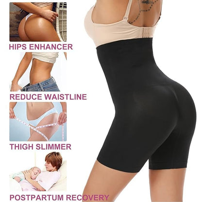 Blusiva Women’s 2-in-1 Combo (Black) – High Waist Tummy Control Shapewear Shorts & Waist Trainer Slim Belt