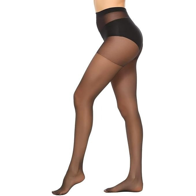 Blusiva Women’s 2-in-1 Combo (Black) – Sheer Pantyhose & High Waist Tummy Control Shapewear Shorts