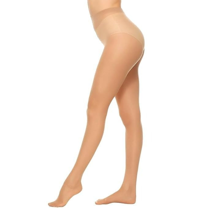 Blusiva Women’s 2-in-1 Combo (Beige) – Sheer Pantyhose & High Waist Tummy Control Shapewear Shorts