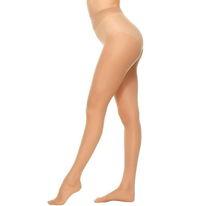 Blusiva Women’s 2-in-1 Combo (Beige) – Sheer Pantyhose & High Waist Tummy Control Shapewear Shorts